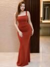 Rust Corset Bodycon Maxi Dress with Elegant Figure-Hugging Fit